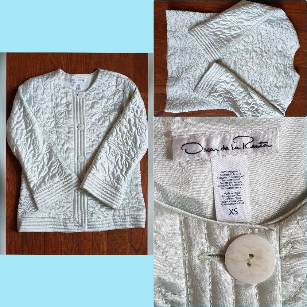 LUXURIOUS OSCAR DE LA RENTA MINT EVENING JACKET